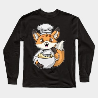 Fox as Baker with Bowl of Dough & Whisk Long Sleeve T-Shirt